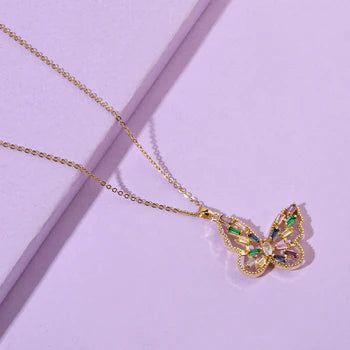 AG Baguette Butterfly Necklace